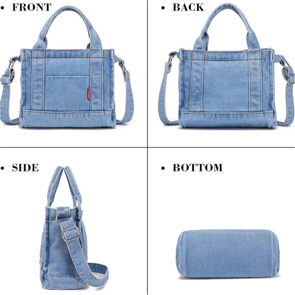 Denim Tote Purse for Women Large Crossbody Shoulder Bag Multi-use Gift - Picture 6 of 6